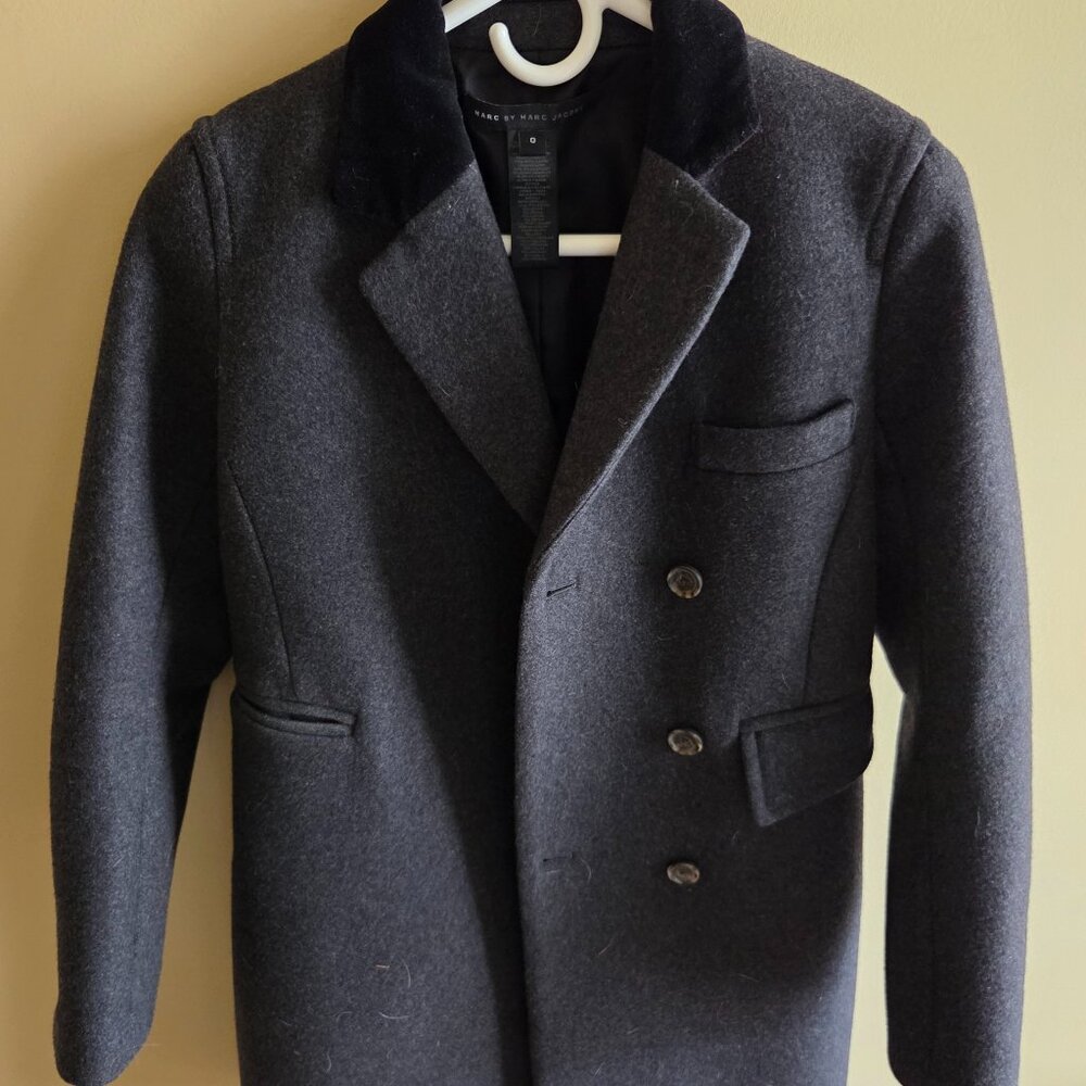 MARC BY MARC JACOBS - GREY WOOL TRENCH COAT WOMENS SIZE 0 USED WORN